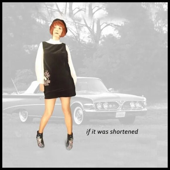 Black Velvet Dressy Shift, Dark Academia Vintage Jumper Dress Early 60s - Picture 4 of 16